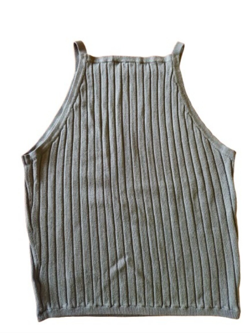 H&M Ribbed High-Neck Tank Top - Olive Green